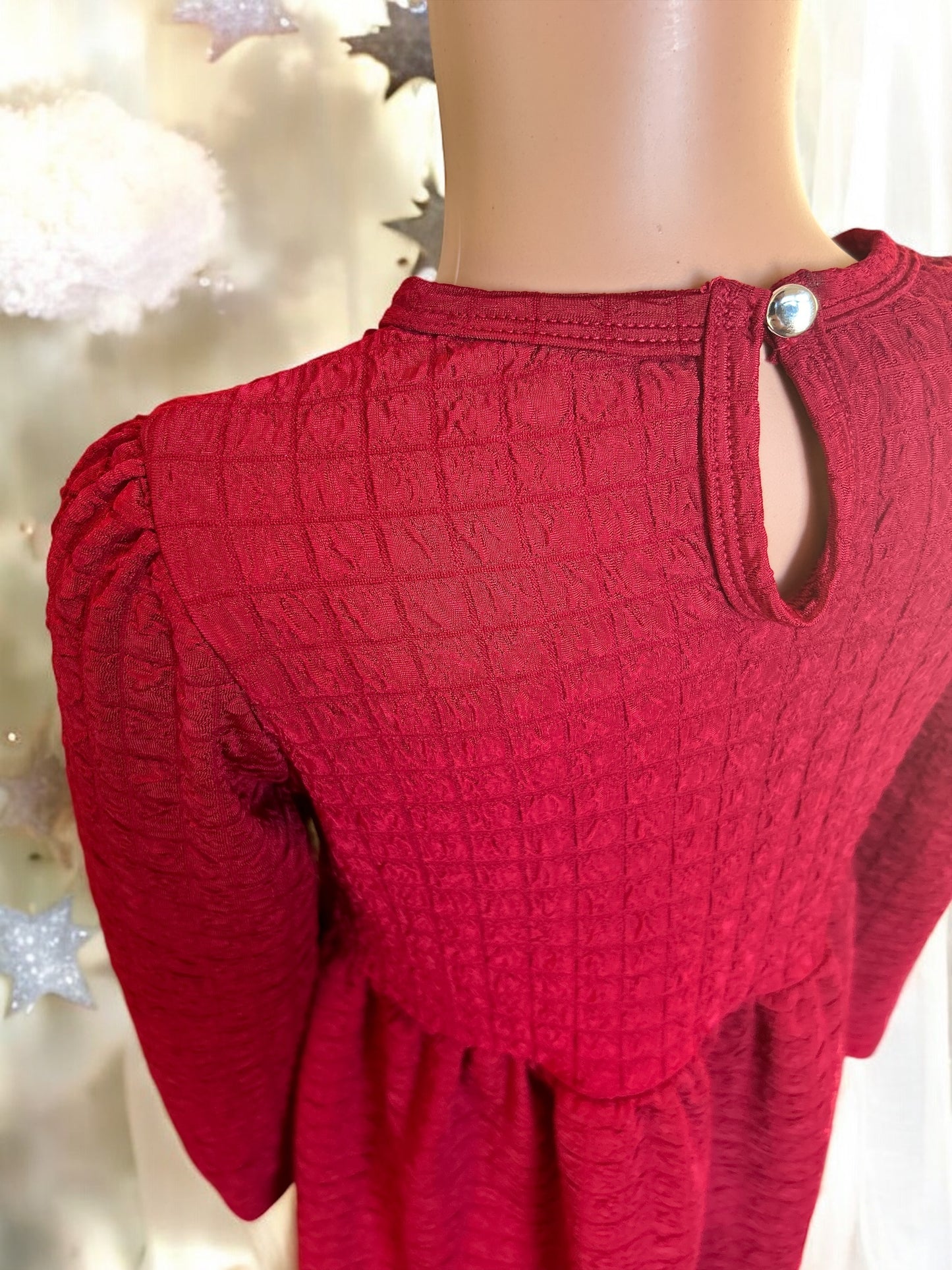 Toddler Girl Solid Long sleeve Red Dress with a matching bunny - FS0015