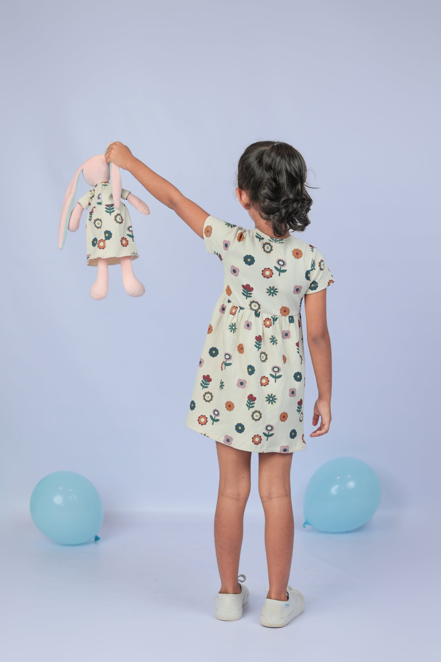 Short sleeve Flower Dress with a matching Bunny- FS0027
