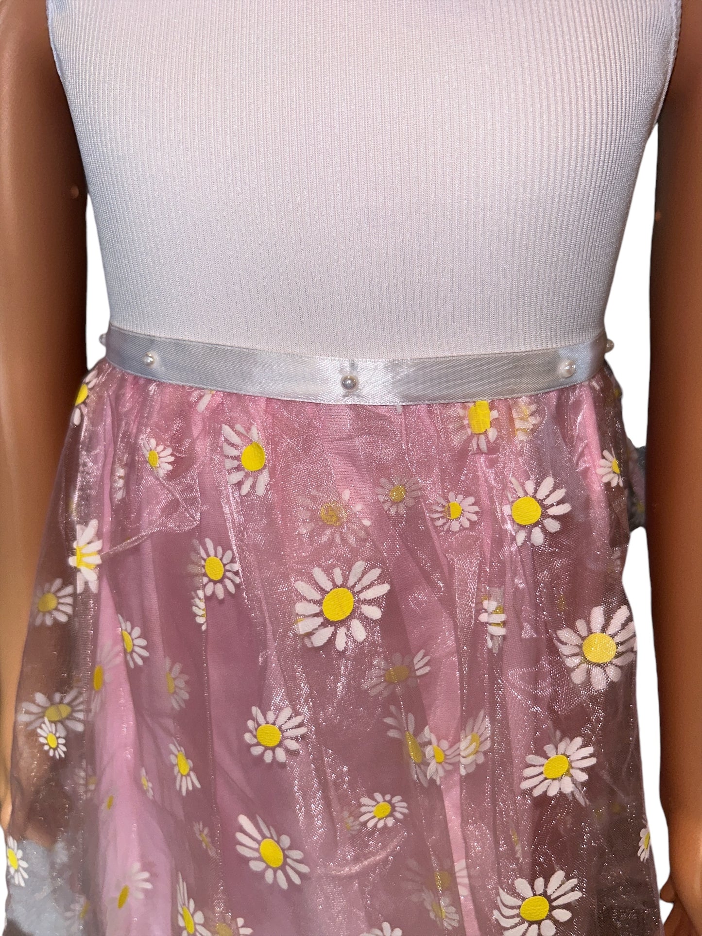 Spaghetti Strap Tulle sunflower print dress With a matching bunny- FS0011