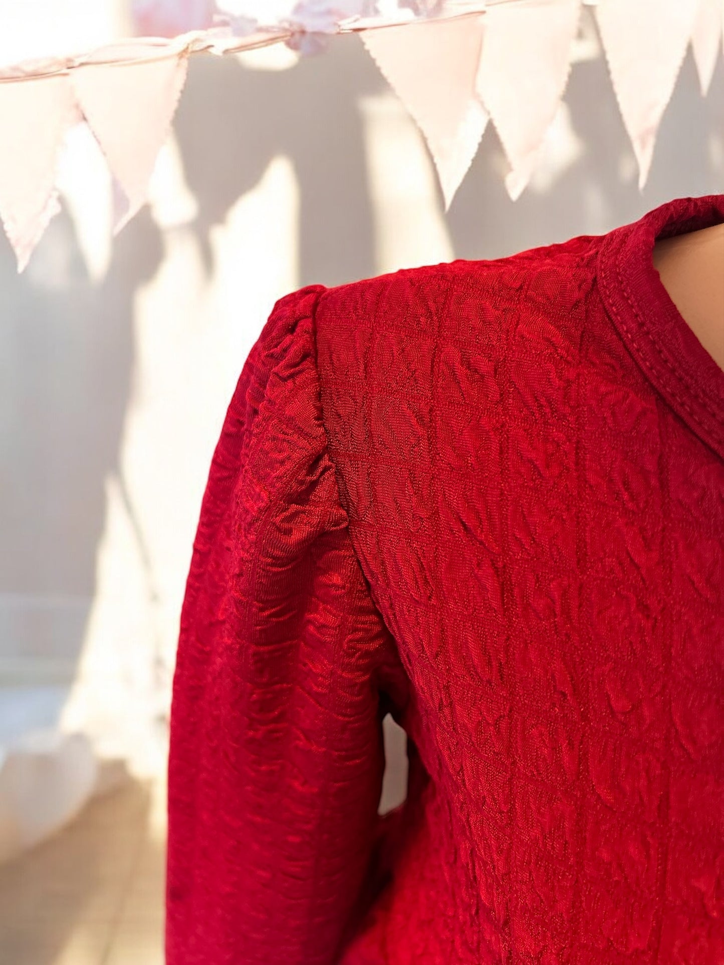 Toddler Girl Solid Long sleeve Red Dress with a matching bunny - FS0015