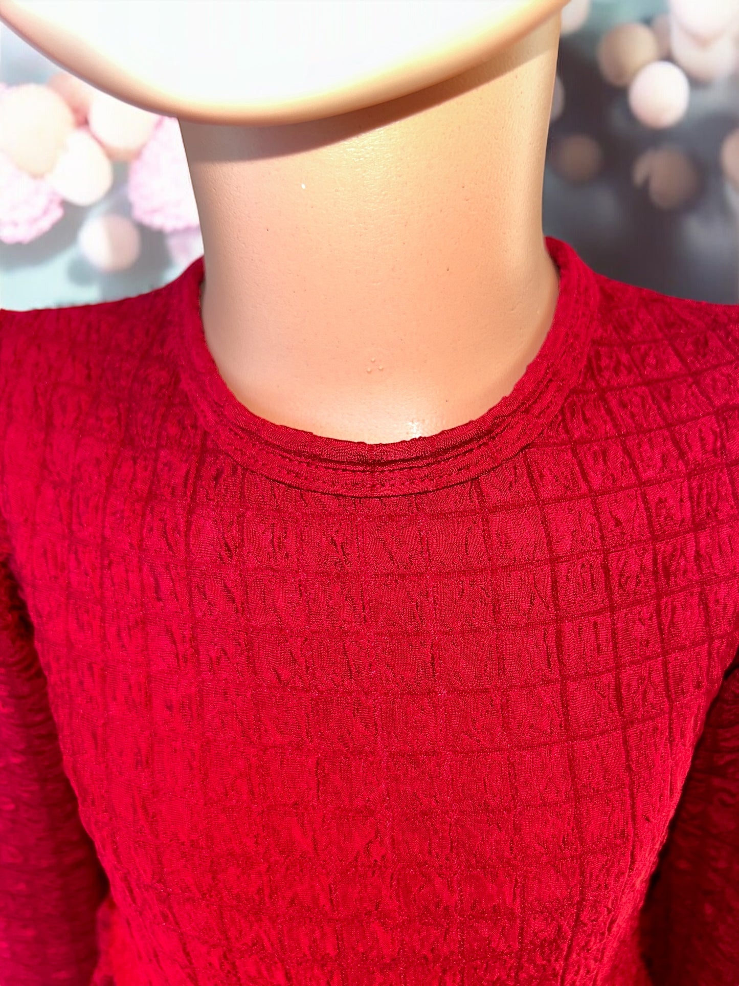 Toddler Girl Solid Long sleeve Red Dress with a matching bunny - FS0015