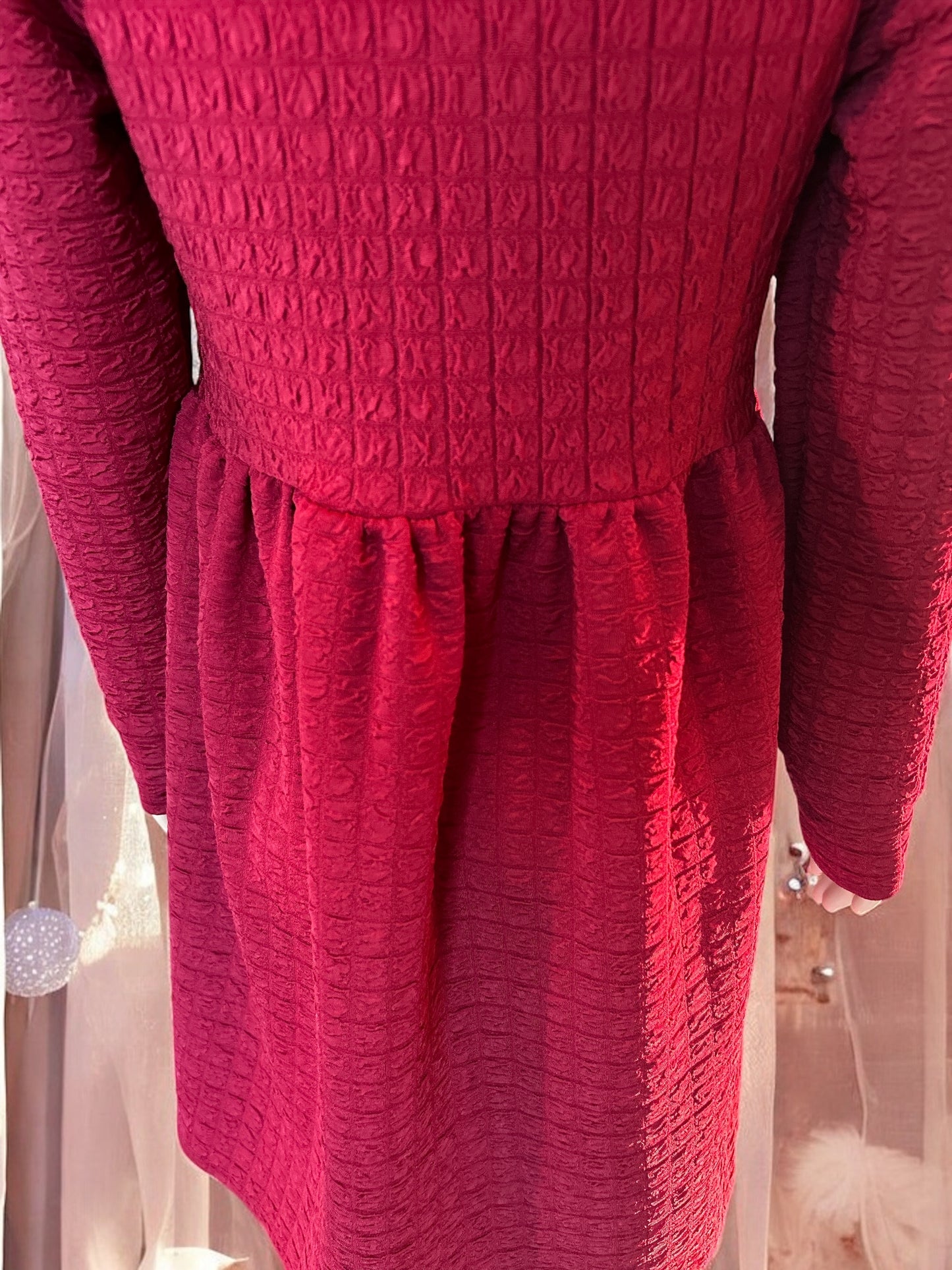 Toddler Girl Solid Long sleeve Red Dress with a matching bunny - FS0015