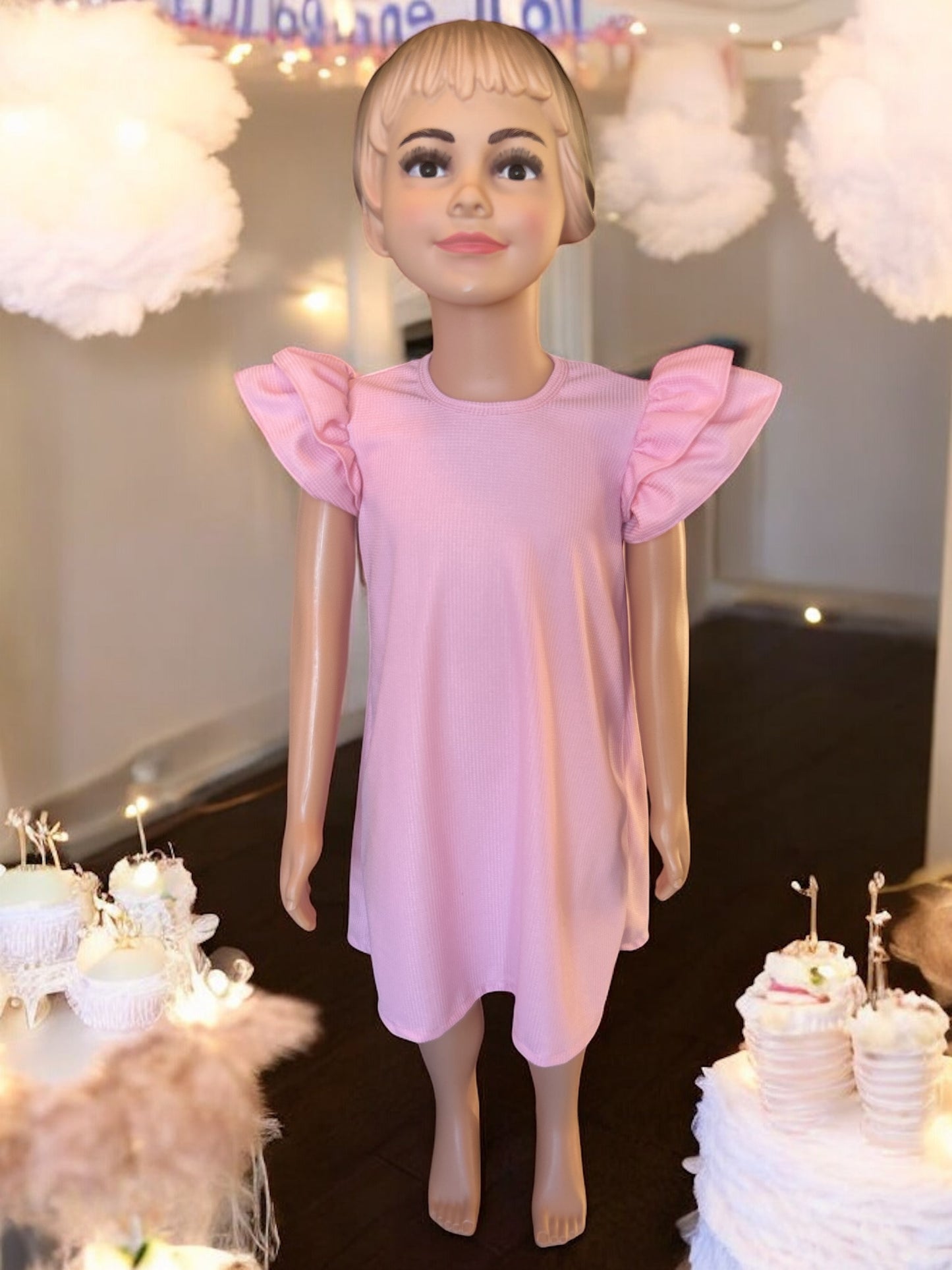 Toddler girl's Cap Sleeve Round Neck Casual Dress with matching bunny - FS0010