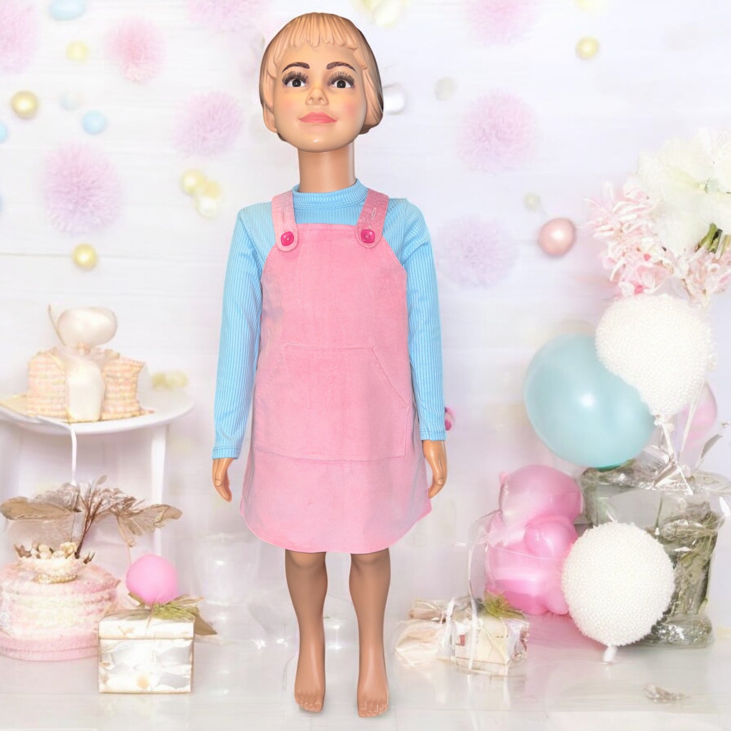 Corduroy Overall Dress (WITHOUT TSHIRT) with Matching Bunny- FS0024