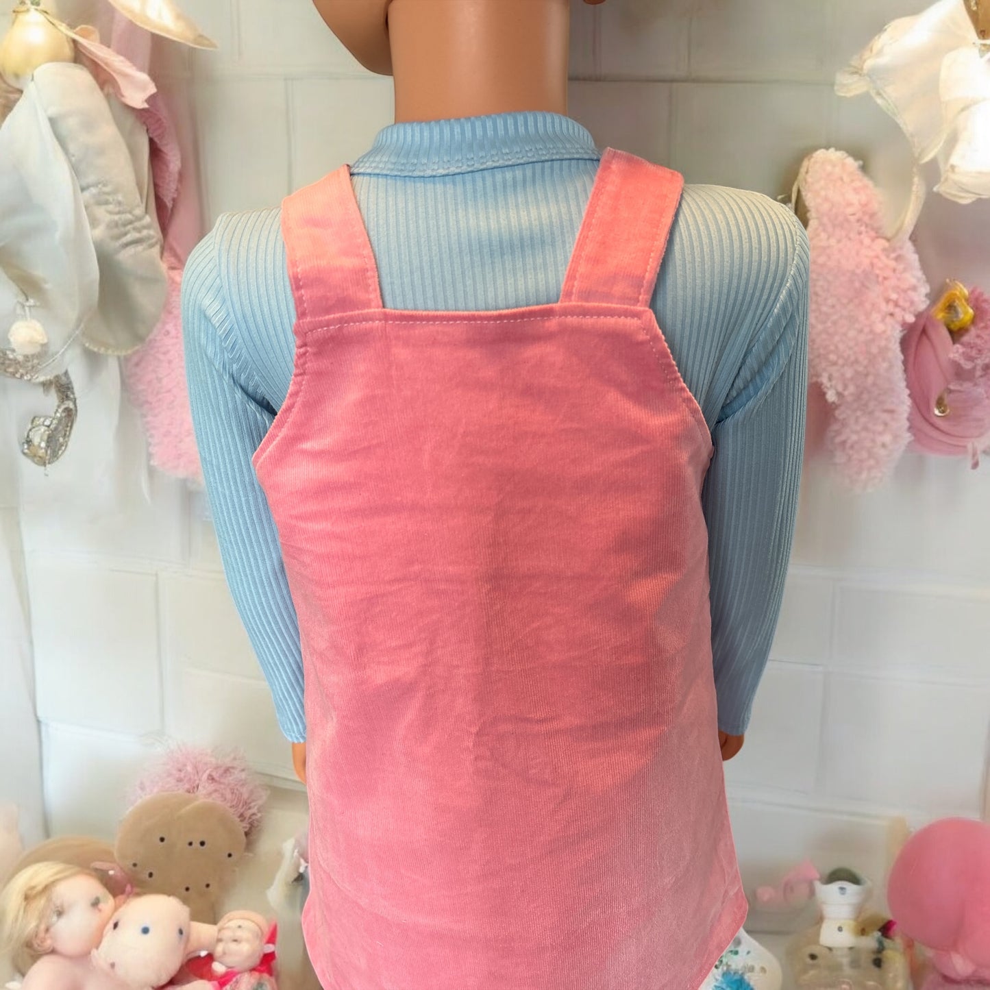 Corduroy Overall Dress (WITHOUT TSHIRT) with Matching Bunny- FS0024