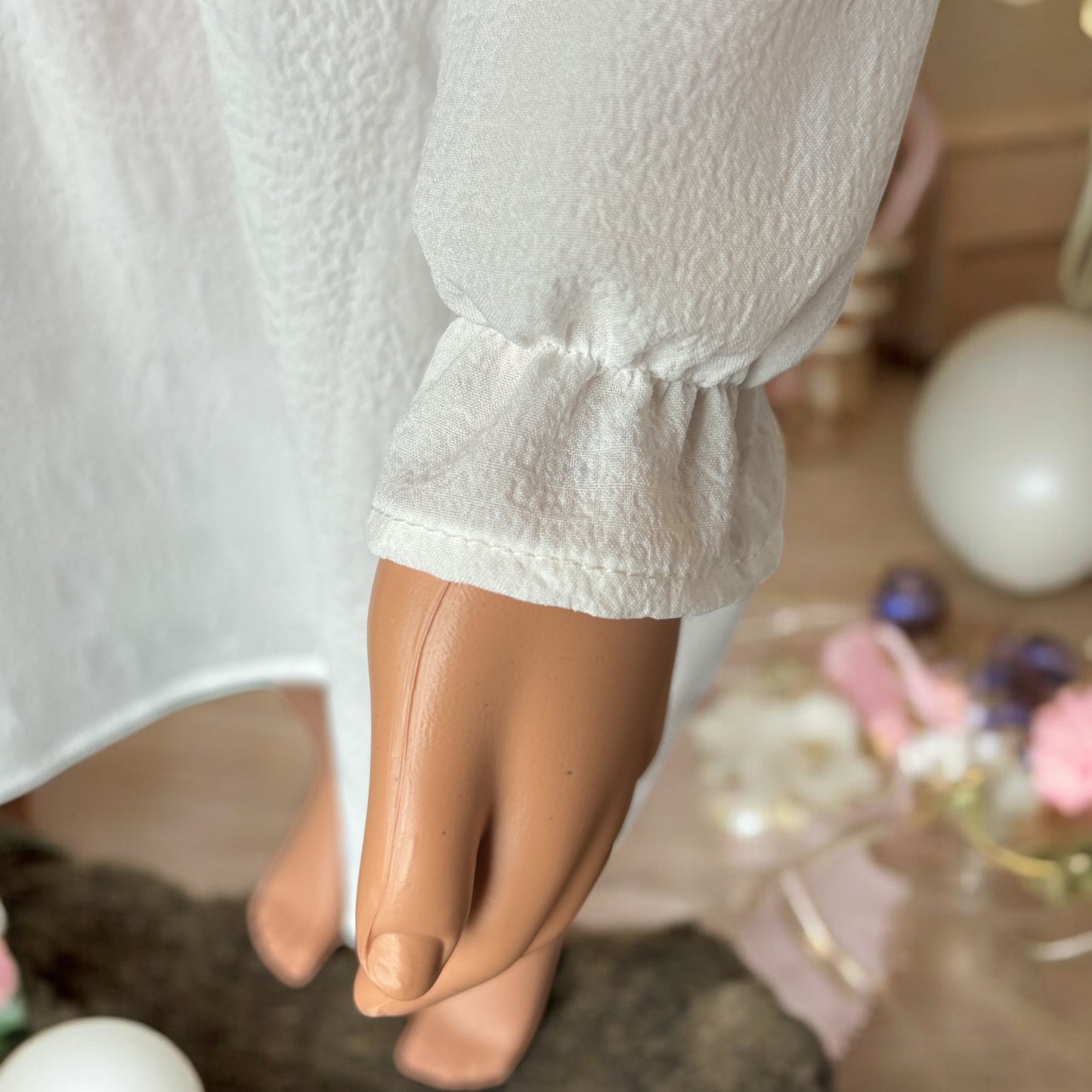 Casual Ruffle Trim Long Sleeve Dress with a matching bunny - FS0009
