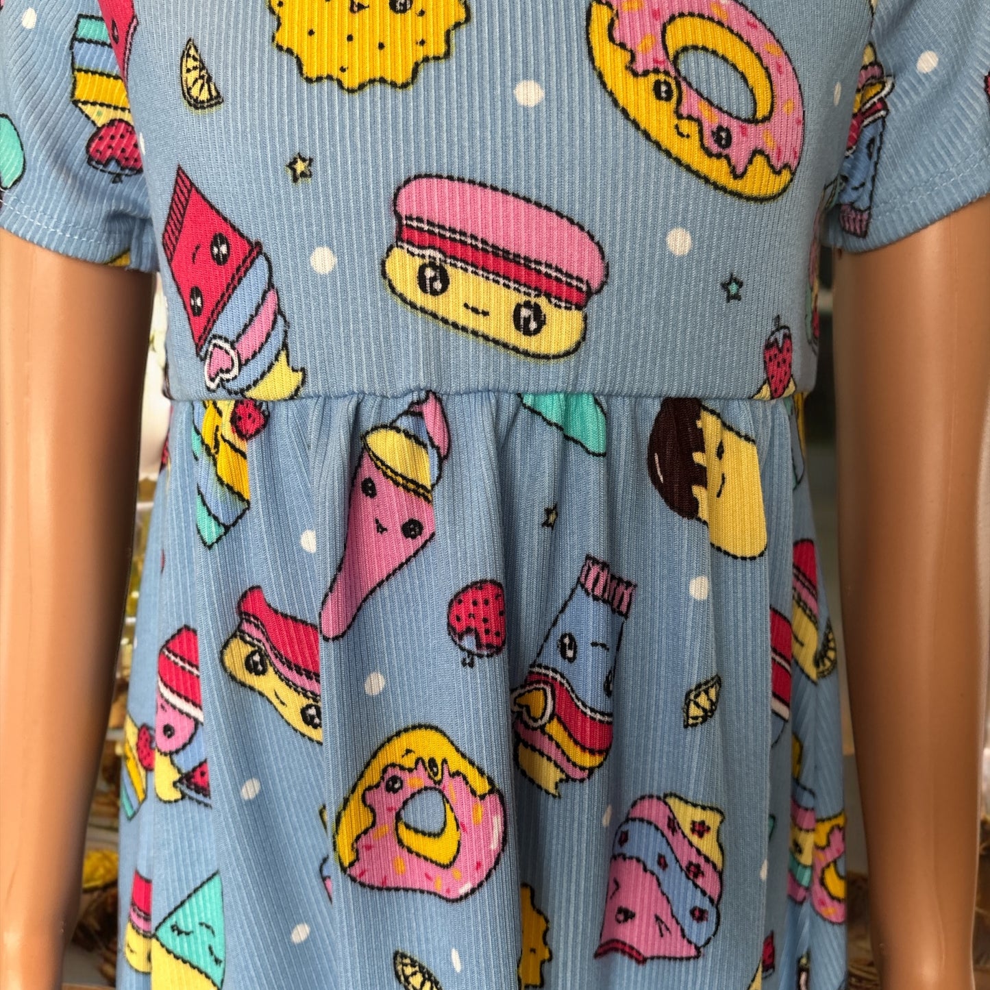 Toddler Girl's Casual Short Sleeve Round Neck Dress with a matching bunny- FS0006
