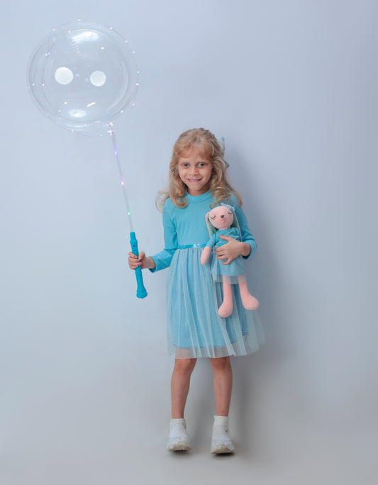 Princess Style Glitter Mesh Tulle Dress with a matching bunny -FS0008