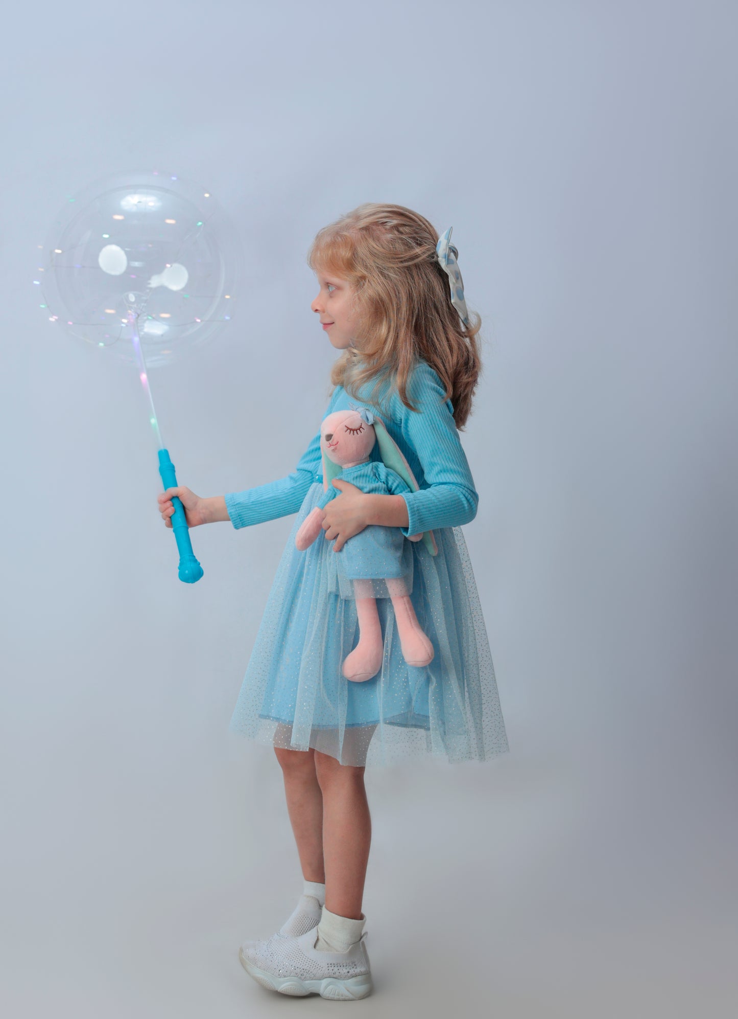 Princess Style Glitter Mesh Tulle Dress with a matching bunny -FS0008