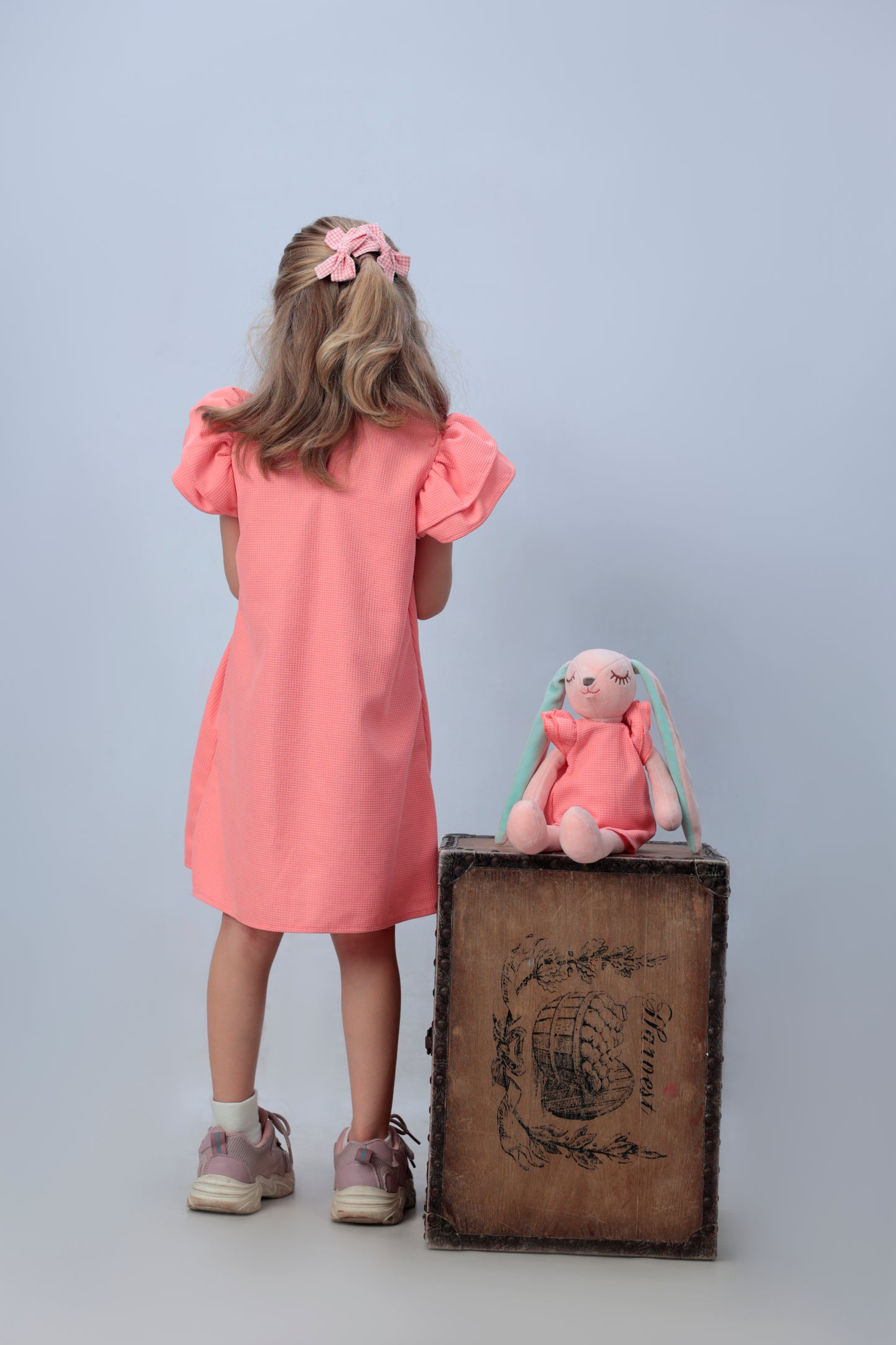 Toddler Girl's Ruffled Hem Dress with matching bunny- FS0005