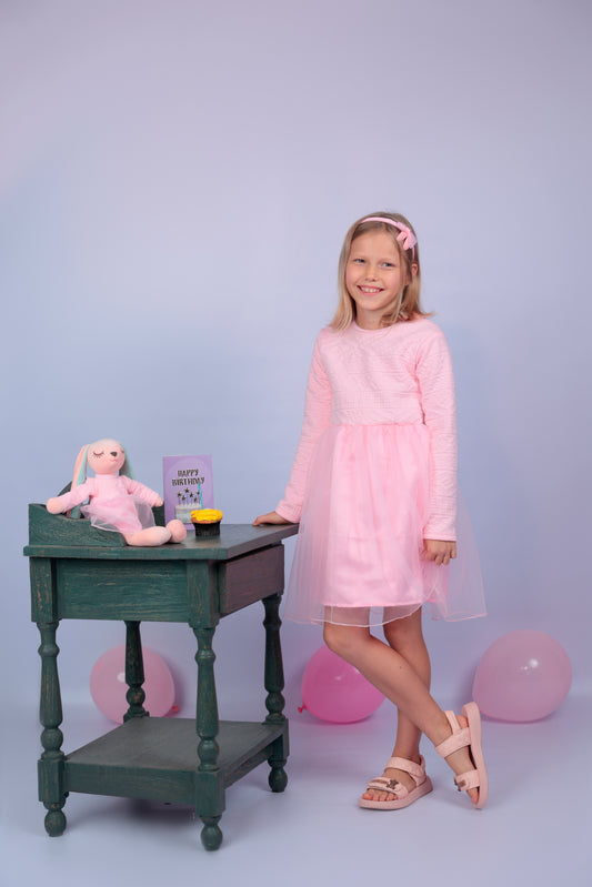 Princess Style Pink Tulle Dress with matching Bunny- FS00026