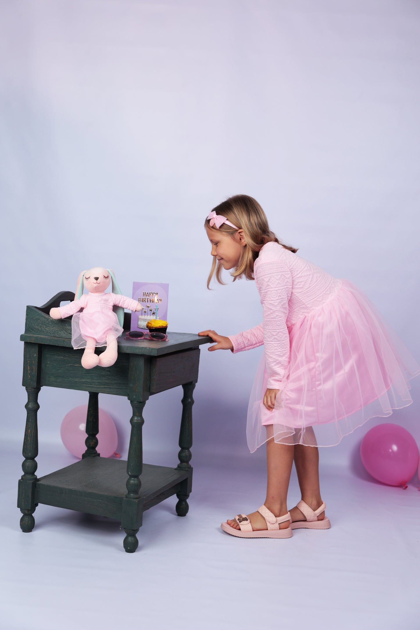 Princess Style Pink Tulle Dress with matching Bunny- FS00026