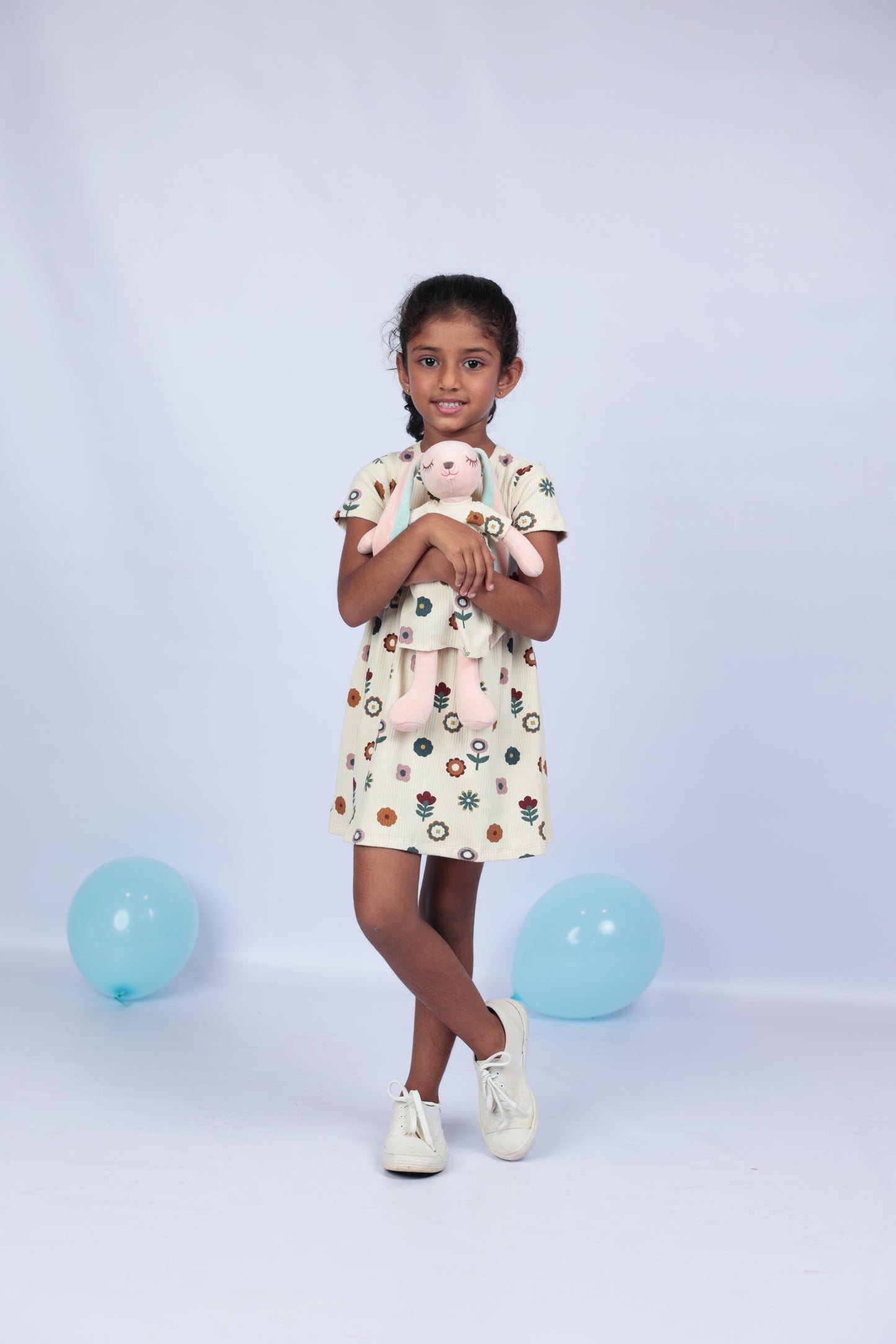 Short sleeve Flower Dress with a matching Bunny- FS0027